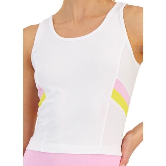 ID Ideology Women S Colorblocked Fitted Tank Top‎ White Size X-Small - Picture 1 of 3